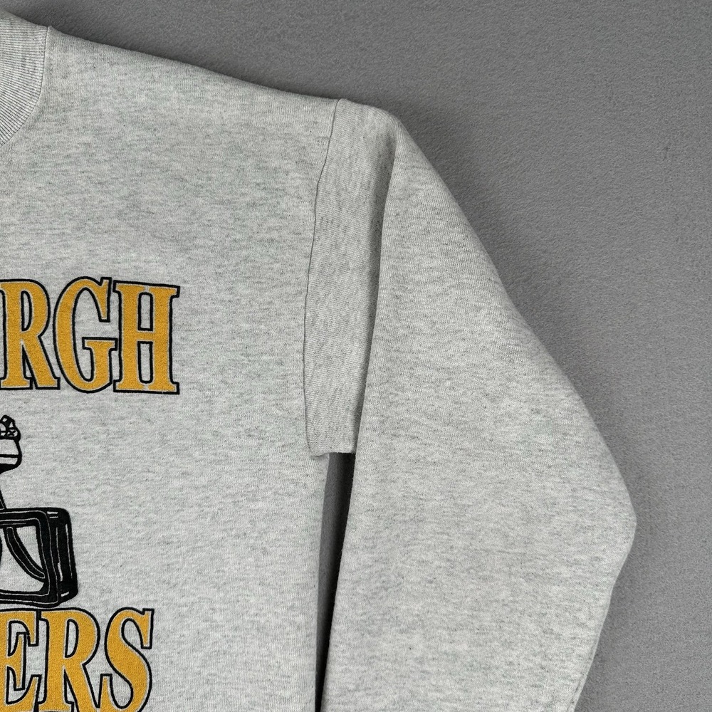 Vtg 90s Pittsburg Steelers Sweatshirt Men's Medium Gray Helmet Logo Crew Neck - Picture 2 of 16